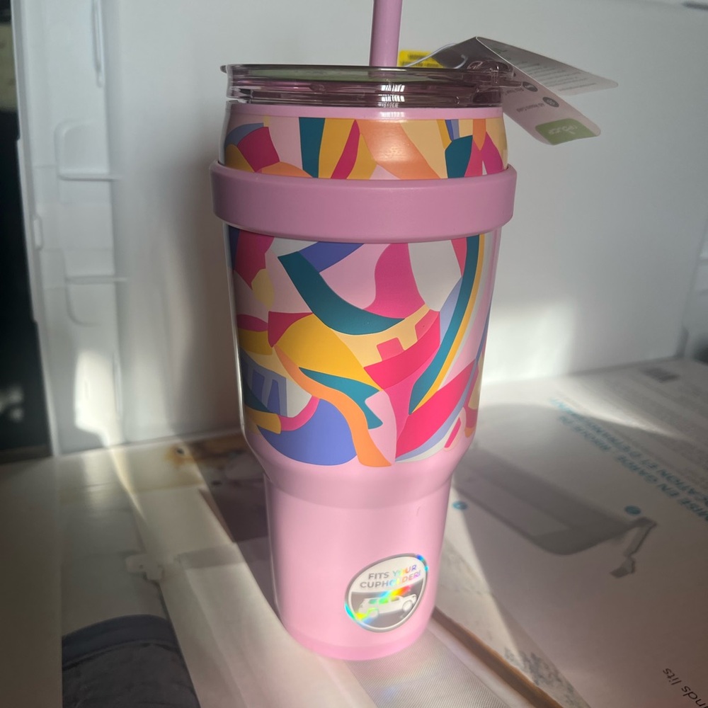 Pink Insulated Tumbler with Straw